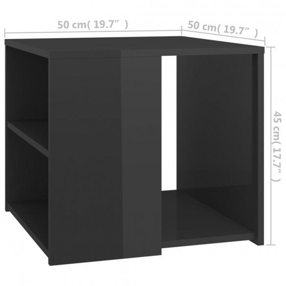 Table d'appoint Gris brillant 50x50x45 cm Aggloméré