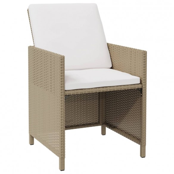 Chaises de jardin avec tabourets 2 pcs Résine tressée Beige