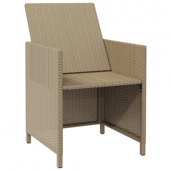 Chaises de jardin avec tabourets 2 pcs Résine tressée Beige