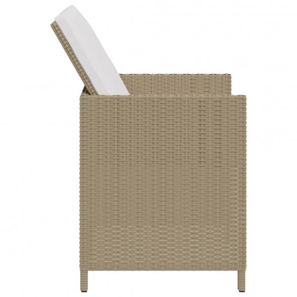 Chaises de jardin avec tabourets 2 pcs Résine tressée Beige