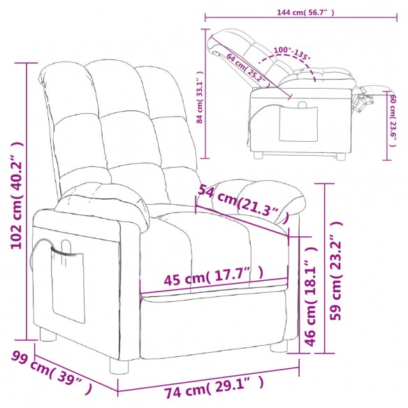 Fauteuil de massage Gris clair Tissu