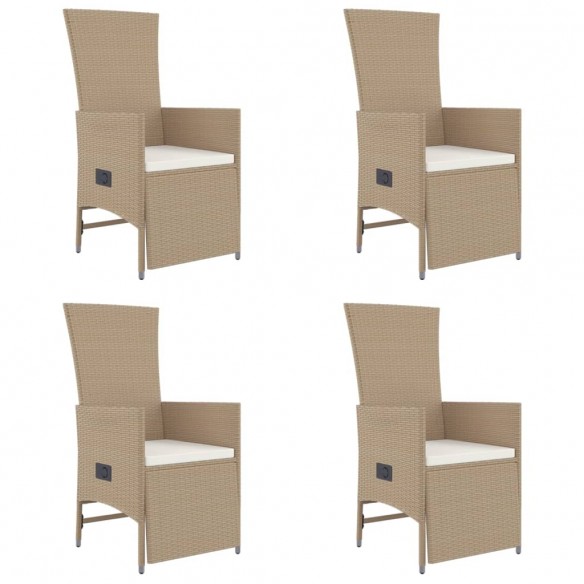 Ensemble à manger de jardin avec coussins 5pcs Beige poly rotin