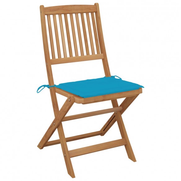 Chaises pliables de jardin 6 pcs avec coussins Bois d'acacia