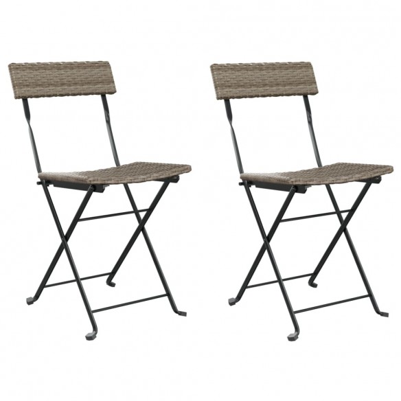 Chaises de bistrot pliantes 2 pcs Gris Résine tressée et acier