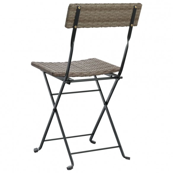 Chaises de bistrot pliantes 2 pcs Gris Résine tressée et acier