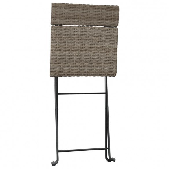 Chaises de bistrot pliantes 2 pcs Gris Résine tressée et acier