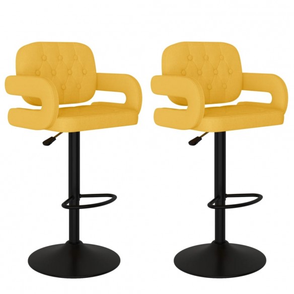 Tabourets de bar lot de 2 jaune moutarde tissu