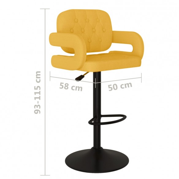 Tabourets de bar lot de 2 jaune moutarde tissu