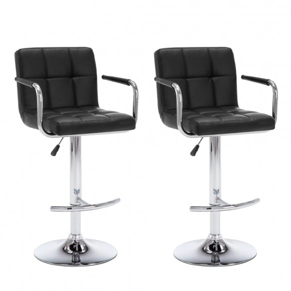 Tabourets de bar lot de 2 noir similicuir