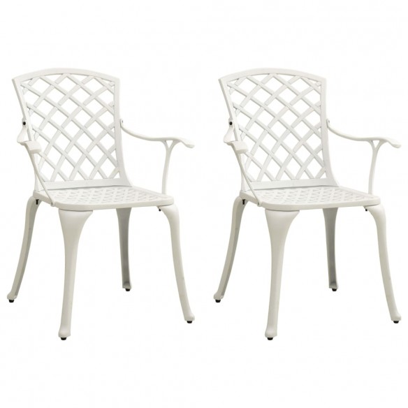 Chaises de jardin 2 pcs Aluminium coulé Blanc