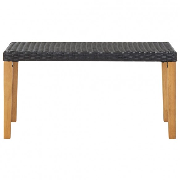 Banc de jardin 120 cm Noir Résine tressée et bois d'acacia