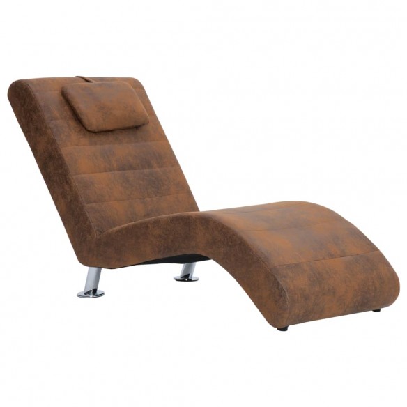 Chaise longue avec oreiller Marron Similicuir daim