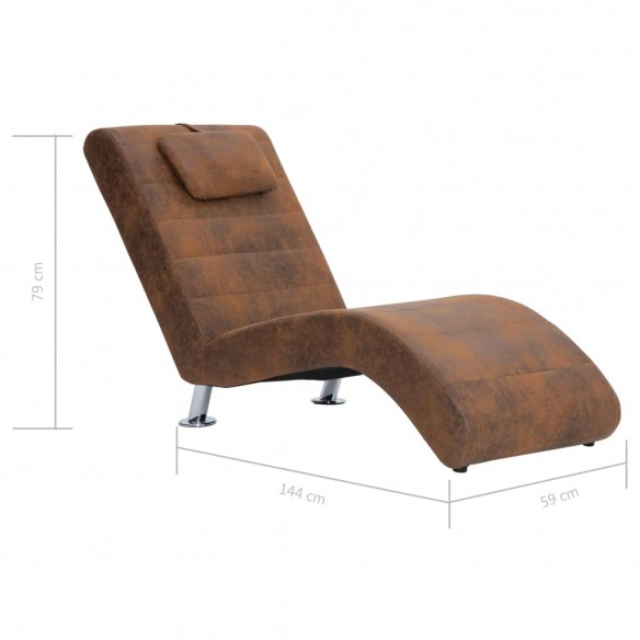 Chaise longue avec oreiller Marron Similicuir daim