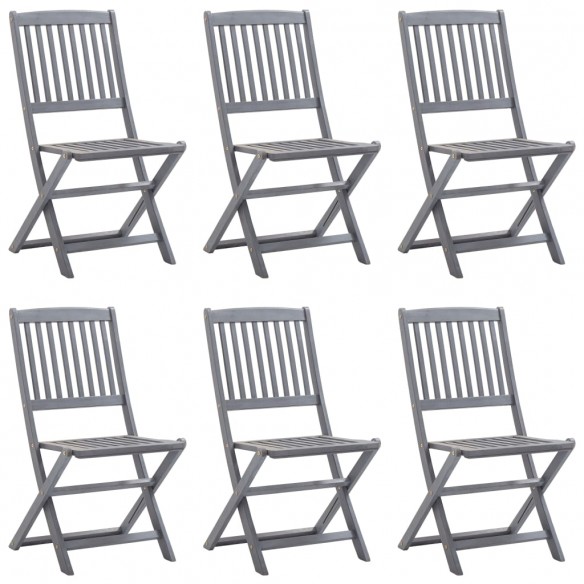 Chaises pliables d'extérieur 6 pcs avec coussins Bois d'acacia