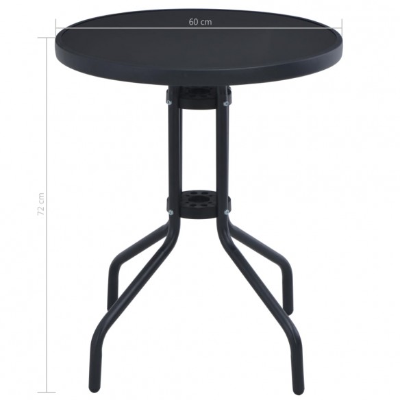 Table de jardin Noir 60 cm Acier et verre