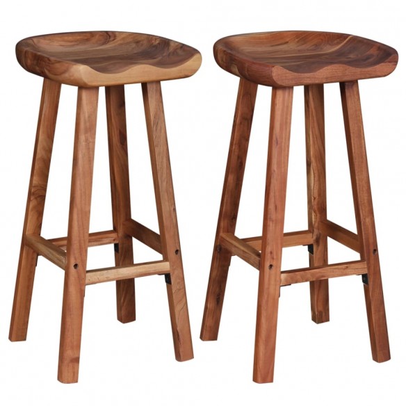 Tabourets de bar lot de 2 bois d'acacia solide