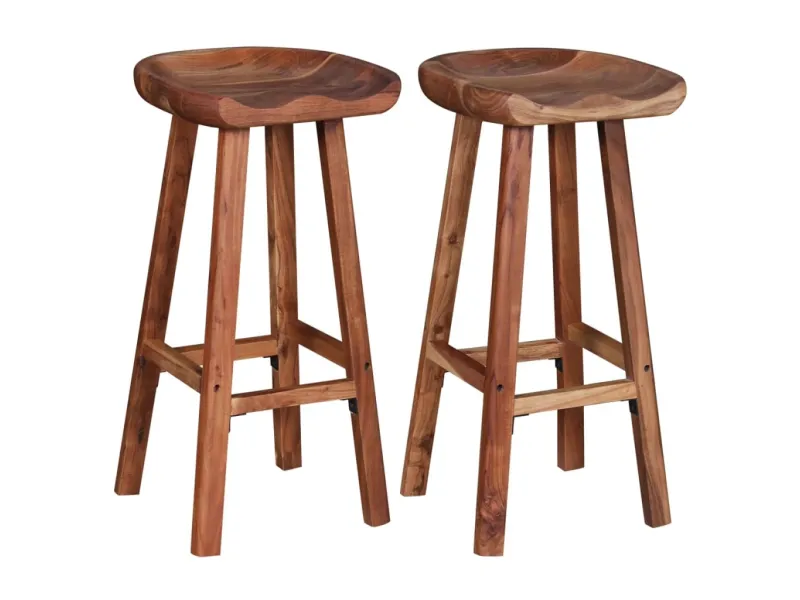 Tabourets de bar lot de 2 bois d'acacia solide