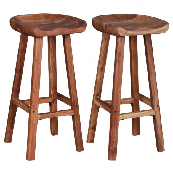 Tabourets de bar lot de 2 bois d'acacia solide