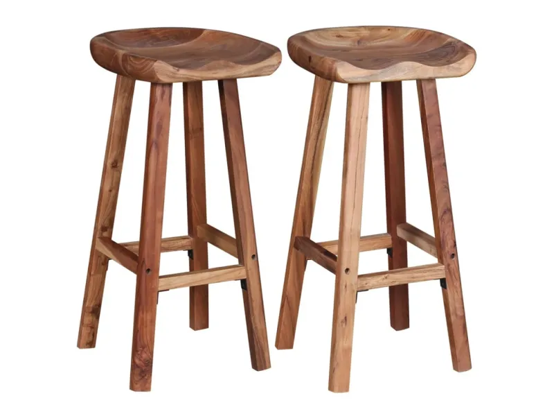 Tabourets de bar lot de 2 bois d'acacia solide