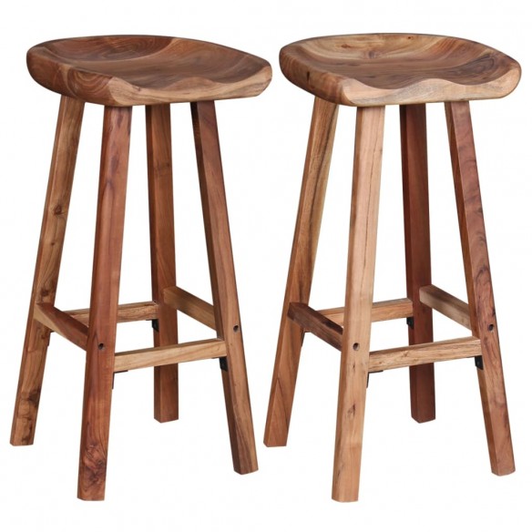 Tabourets de bar lot de 2 bois d'acacia solide