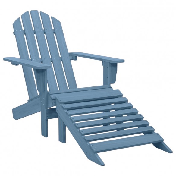 Chaise de jardin Adirondack avec pouf Bois de sapin solide Bleu