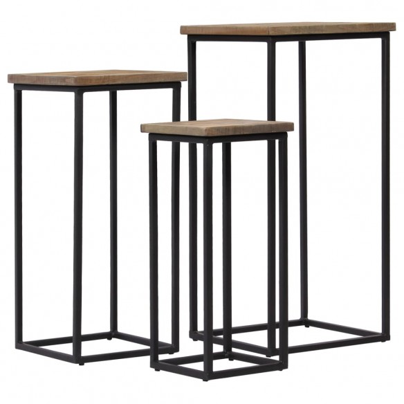 Ensemble de tables pour plante 3 pcs Teck recyclé