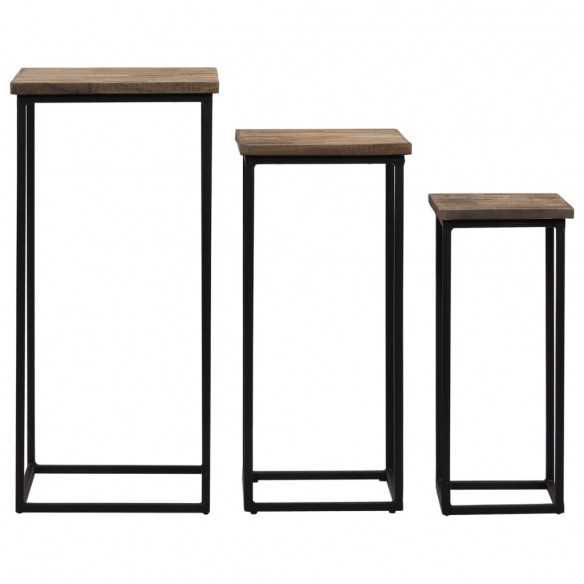 Ensemble de tables pour plante 3 pcs Teck recyclé