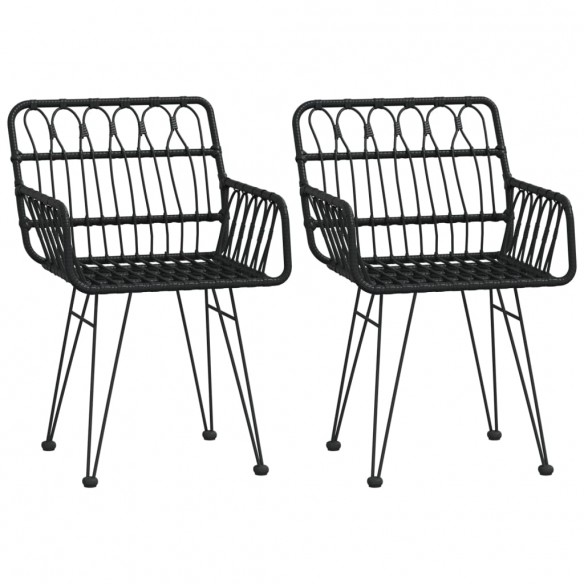 Chaises de jardin 2 pcs avec accoudoir Noir 56x64x80 cm