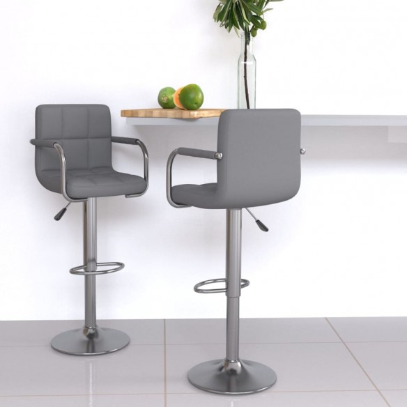 Tabourets de bar lot de 2 gris similicuir