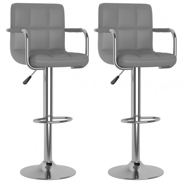 Tabourets de bar lot de 2 gris similicuir