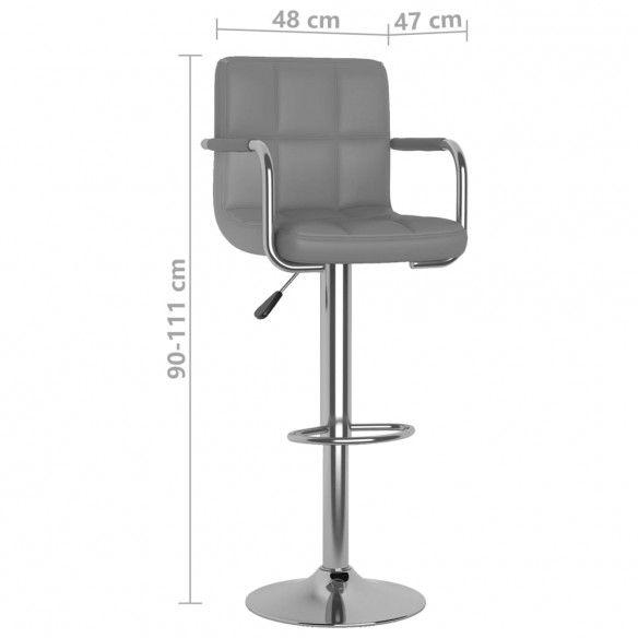 Tabourets de bar lot de 2 gris similicuir