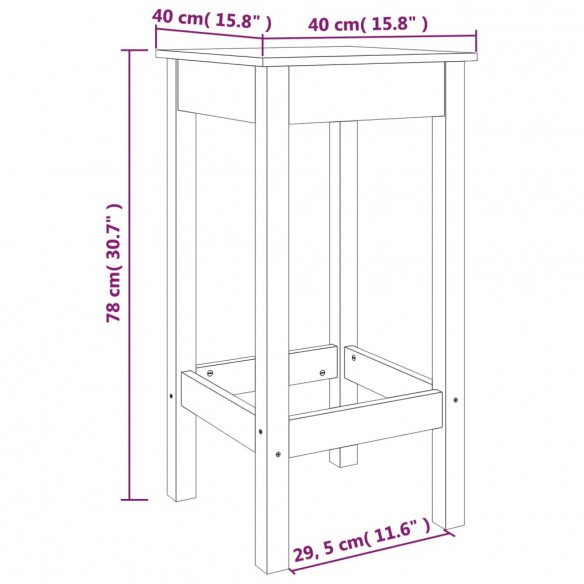 Chaises de bar lot de 2 marron miel 40x40x78 cm bois pin solide