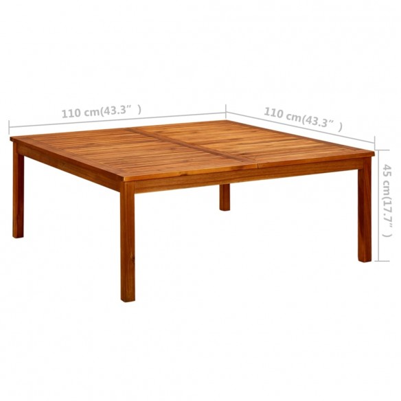 Table basse de jardin 110x110x45 cm Bois solide d'acacia