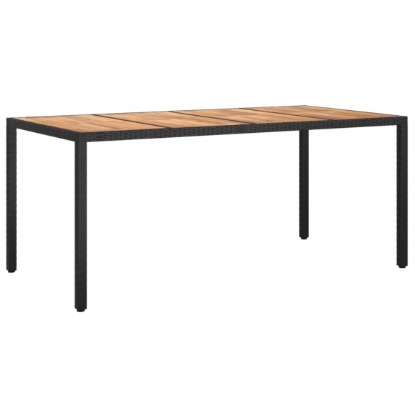 Table de jardin 190x90x75 cm Résine tressée et bois acacia Noir