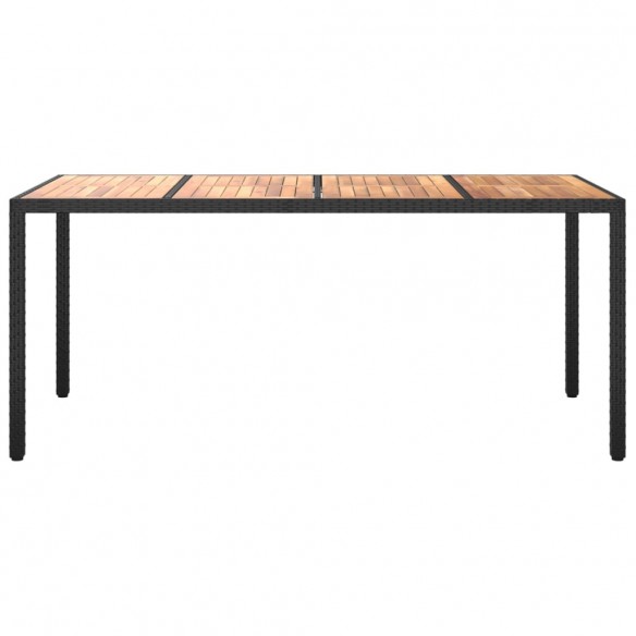 Table de jardin 190x90x75 cm Résine tressée et bois acacia Noir