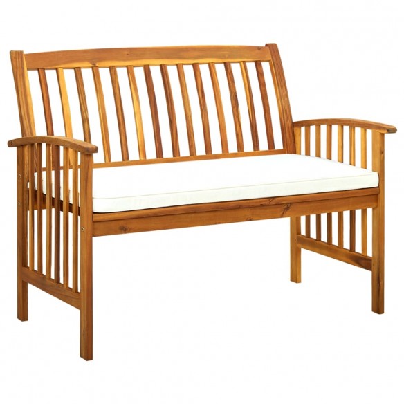 Banc de jardin avec coussins 119 cm Bois solide d'acacia