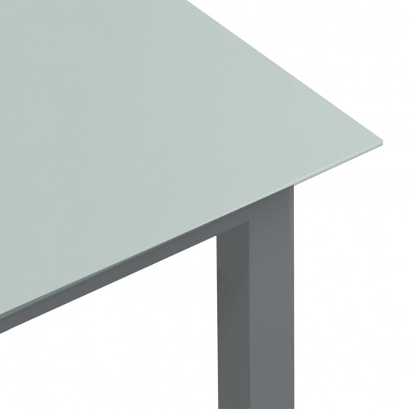 Table de jardin Gris clair 80x80x74 cm Aluminium et verre