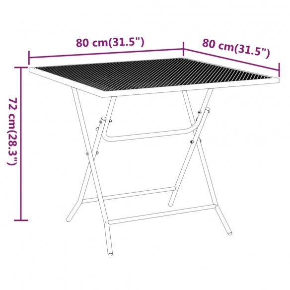 Table de jardin 80x80x72 cm Maille métallique Anthracite