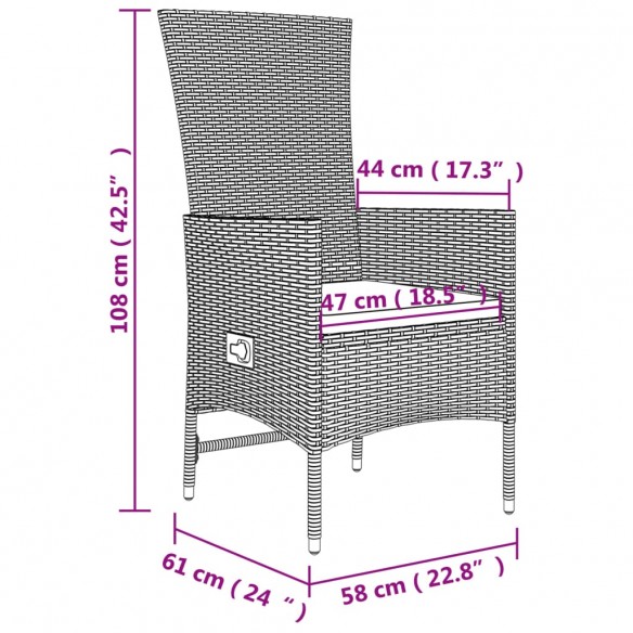 Ensemble à manger de jardin et coussins 9 pcs beige Poly rotin