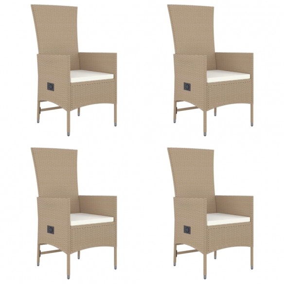 Ensemble à manger de jardin avec coussins 5pcs Beige poly rotin