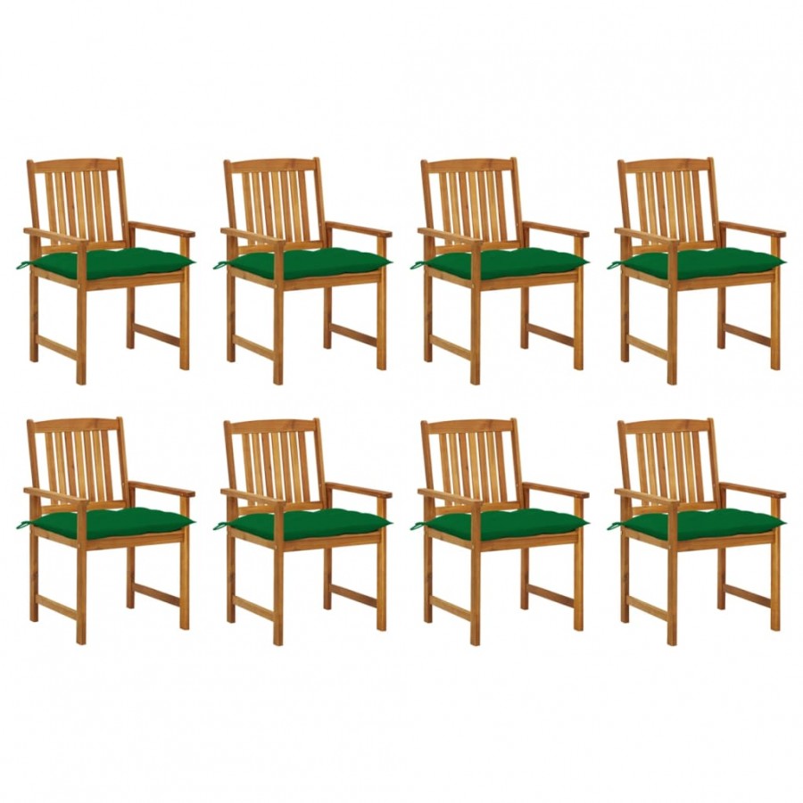 Chaises de jardin avec coussins 8 pcs Bois d'acacia solide