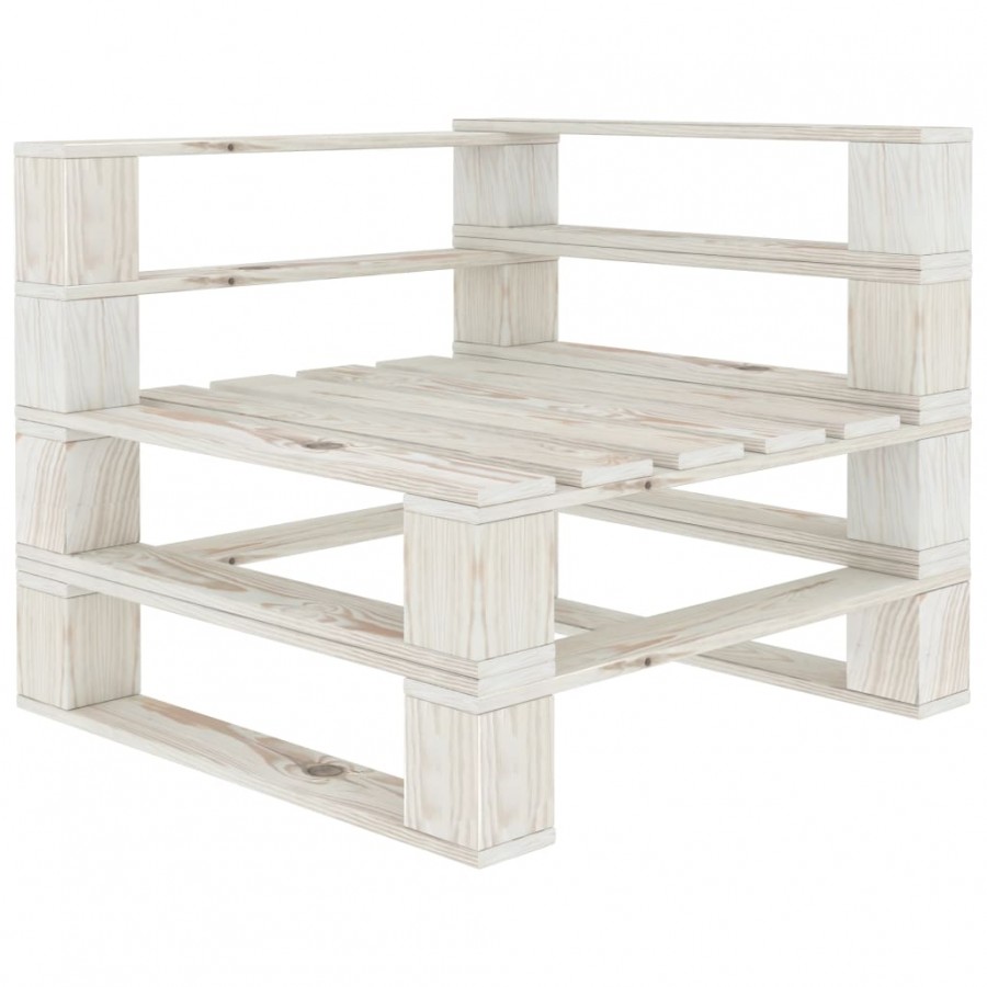 Canapé palette d'angle de jardin bois blanc