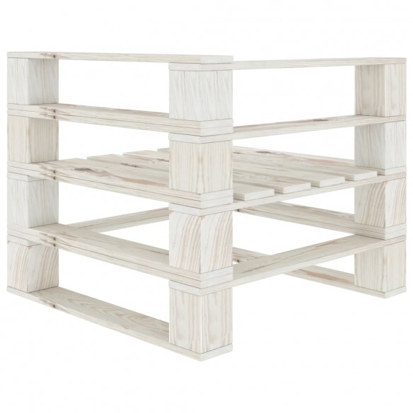 Canapé palette d'angle de jardin bois blanc