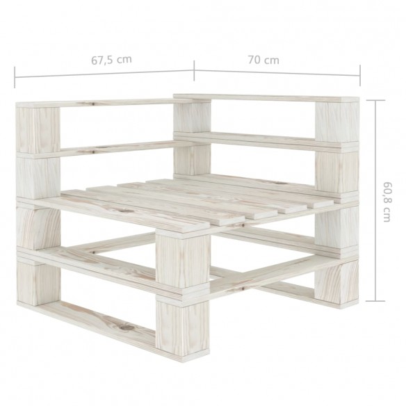 Canapé palette d'angle de jardin bois blanc