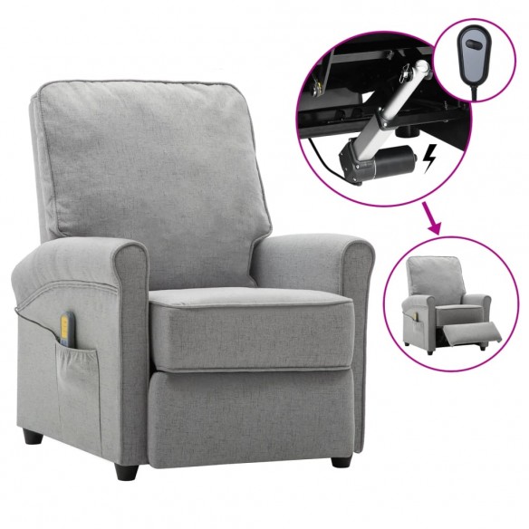 Fauteuil électrique de massage Gris clair Tissu