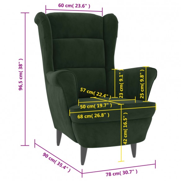 Fauteuil vert foncé velours