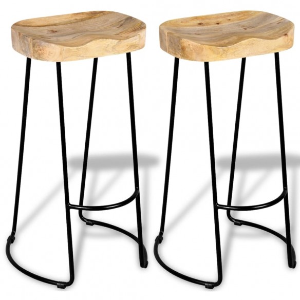 Tabourets de bar lot de 2 bois de manguier massif