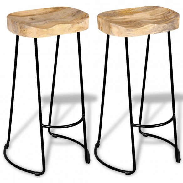 Tabourets de bar lot de 2 bois de manguier massif