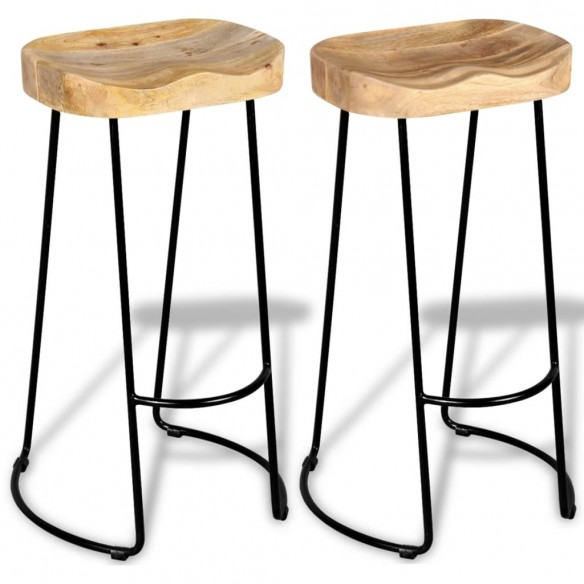 Tabourets de bar lot de 2 bois de manguier massif