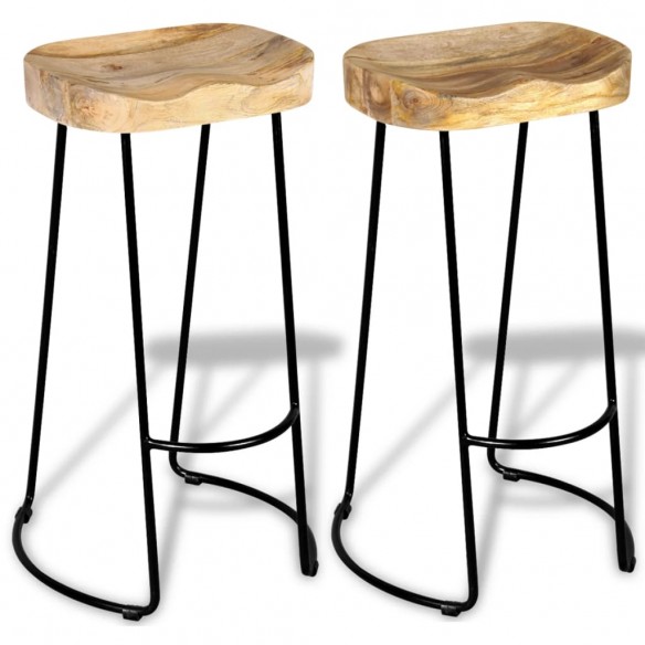 Tabourets de bar lot de 2 bois de manguier massif